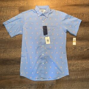 IZOD Breeze Shirt Men’s Small Blue Button Up Short Sleeve Orange Fruit NEW